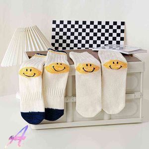 2 Pack Kapital Middle Tube Socks Men's Women's Face Cotton Socks Casual Kapital Sticked Socks T220804