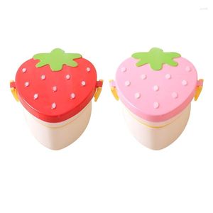 Dinnerware Sets Strawberry Double-layer Separated Bento Box Portable Microwave Lunch For Office Worker Children Adult Boxes