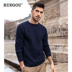 Maglioni da uomo KUEGOU 2022 Autunno Inverno Nuovo solido pullover maglione da uomo Casual Jumper Moda Twist vestiti lavorati a maglia Qualità Top Plus Size 8946 T220906