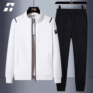 TRABALHO DE TRABALHOS HOMENS Casual Men's Tracksuit Spring Autumn Sportswear Men 2 Peças Conjuntos de moletom de moletom da marca de moletom de zíper masculino Macho Sweatshirt Plus Tamanho 220926