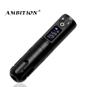 Tattoo Machine Ambition Soldier Wireless Pen Battery com Pacotes de potência portátil 1950 MAH Digital LED Display para Body Art 220908