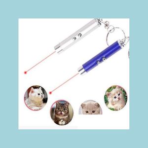 Cat Toys Mini Cat Red Laser Pen Key Chain Funny LED Light Pet Toys Keychain Pointer Pens Keyring For Cats Training Spela Toy Flashligh DHJ5C