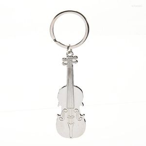 Klapety 7 2.5 cm Mini Creative Violin Charm Music Bloreing Jetting Blakin Metal Key Ring Chain for Women