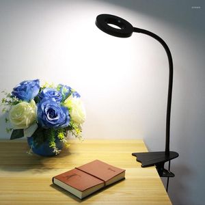 Lampade da tavolo Lampada da scrivania moderna Morsetto per camera da letto Letto da lettura a led Luce da libro Alluminio USB Studio Tafel Lampen