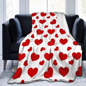 Одеяла бросает одеяло на День святого Валентина Симпатичные красные сердца декоративные фланелевые мягкие уютные для дивана дивана в течение всего сезона
