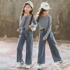 طفلة جينز جينز جينز جينز سراويل الربيع الخريف ملابس الأطفال نمط عارضة 20220908 E3