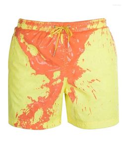 Shorts masculinos zogaa calça de praia de cor de cor masculina com descoloração de água Summer Men Men sensível a temperatura Troncos