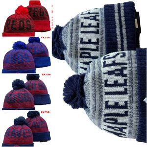 Maple Leafs Beanie Kuzey Amerika Hokey Top Takımı Yan Yama Kış Yün Spor Örgü Şapkas Kafaları