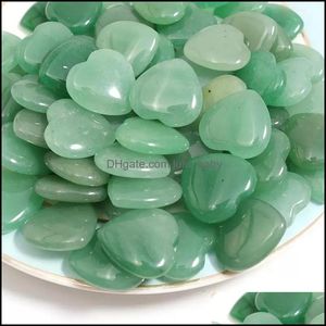 Stone Wholesale Natural Love Heart Stone Green Aventurine Chakra Healing Gemstones Craft For Jewelry Making Charms Acces Dhseller2010 Dhm7J