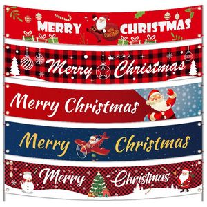 Christmas Decorations Banner Santa Claus Xmas Tree Elf Snowman Train Table Flag Kids Favor Merry Decor For Home 2022