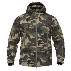 Jackets masculinos de tubarão casca macia jaqueta tática militar masculino quebra -vento de vento inverno casaco quente camuflagem com capuz de capuz para o exército 220908