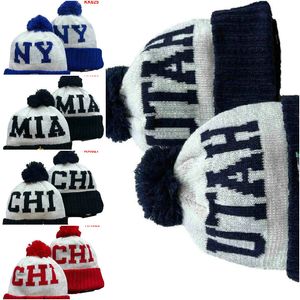 Utah Beanie Time de basquete norte -americano Patch Patch Winter Wool Sport Knit Hat Skull Caps