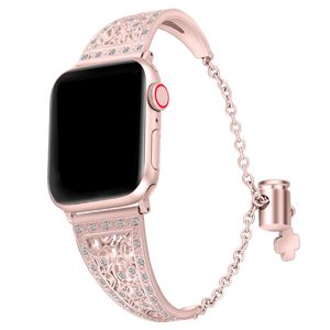 Diamentowa bransoletka Pasek Pasek Regulowany długość łańcucha dla Apple Watch Band 45 mm 41 mm 40 mm 44 mm 38mm 42 mm ze stali nierdzewnej Opaska na obserwację Iwatch 8 7 SE 6 5 4 3