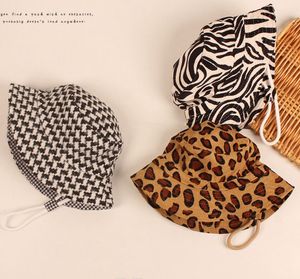 Leopard Print Control Children's Flat Top Fisherman Hat Autumn and Winter Fisherman Hats mode Baby Big Caps