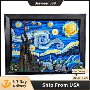 ingrosso Pittura Gogh-Creative Idea Block Series Vincent Van Gogh Classico Famous Oil Painting The Starry Night Model Building Buildings Toys Kids Gaming Set