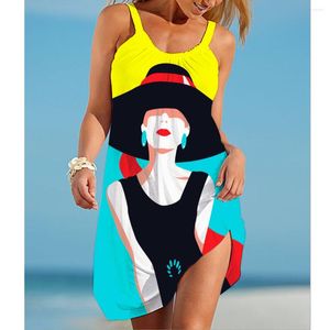 カジュアルドレス夏のセクシーなビーチドレスポートレート絵画ヴィンテージ女性