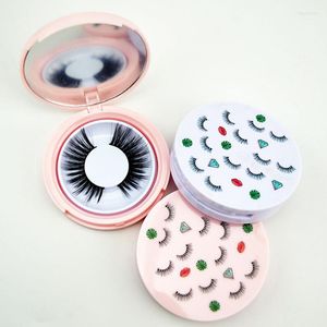 Ciglia finte 1PC Cute Bow Eye Lashes Storage Box Makeup Cosmetic Mirror Case Organizer Senza