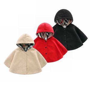 Cappotto Ragazze addensato caldo mantello bambino fuori indossare scialle primavera neonato lana mantello antivento
