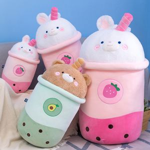New 30cm Cute Rabbit Pillow Bear Pearl Milk Tea Cup Plush Toy Bed Large Cushion Children's toys Birthday gifts 92