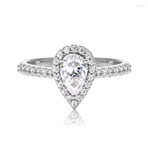 Colares com pingente AnuJewel 1ct Pera Cut Moissanite Anel de Casamento de Noivado 925 Anéis de Prata Esterlina Para Mulheres Jóias Atacado