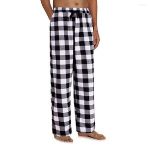 メンズスリープウェアパジャマパンツパジャマのズボンホームスリープドローストリング格子縞のゆるい男性ボトムスラウンジウェア