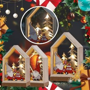 Decorazioni per feste di Natale Luce a led Casa in legno Cabina luminosa Decorazioni natalizie per la casa Fai da te Ornamenti per alberi di Natale 2023 Anno #t2p 220908