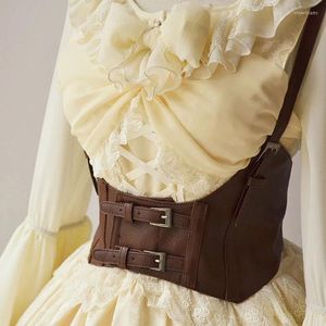 B￤lten vintage bustier korsett kvinnors v￤st steampunk sele strechy v￤st bred cincher med sp￤nne cummerbunds