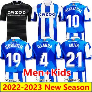 Real Sociedad 2022 2023 voetbalshirt sorloth Oyarzabal Silva voetbalshirt 22 23 Sadiq illarra merino carlos fdez camiseta barrene brais mendez mannen kinderen uniform