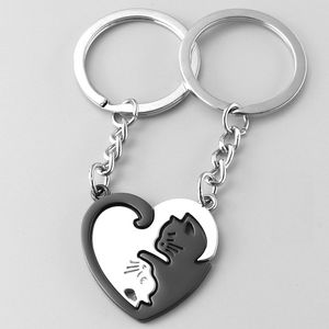 Party favor Couple cat keychain love cat keyring bag Pendant Valentine's Day decorations can customize logo