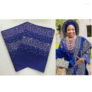 Fabryka odzieżowa afrykańska gele headtie Aso Oke najnowsze opakowanie z koralikami i kamieniami Nigerian Head krawat 2 sztuki/torba 30