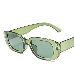Óculos de sol Trendência Quadro pequeno Mulheres quadradas verde verde colorido copos de rua UV400 moda
