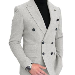 Men's Suits Blazers Men's Suit Lapel Double Breasted Wool Formal Bussiness Jacket Prom Tuxedos Patterned Blazer for Wedding Groomsmen 220909
