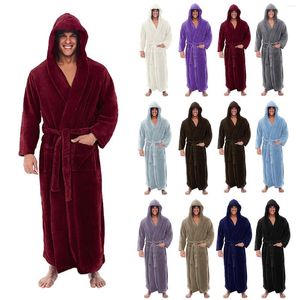 Indumenti da notte da uomo Moda Uomo Inverno Spessore Caldo Scialle di peluche Accappatoio in pile Abiti per la casa Maniche lunghe Colori solidi Cappotto con cappuccio