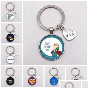 Nyckelringar Super Hero Keychain Love Pendant Dome Glass Key Ring Min pappa ￤r en superhj￤lte smycken Fathers Day Gift Drop Delivery 2021 Fash DHC4I