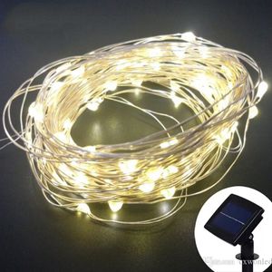 Solar-Lichterkette, 10 m, 100 LEDs, Kupferdraht, Lichterkette, wasserdicht, Weihnachten, Solarenergie, Lampe für Gartendekoration