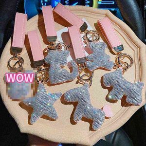 Клавицы Creative Leather Diamond Keychain Ladies Cartoon Cartoon Animal Key Chains Chames, которые можно повесить на сумке T220909