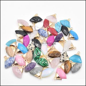 Fan de pedra forma de charme pingente de cristal de pedra natural para jóias que produzem abastecimento de colar fino DIY Drop Delivery 2021 DH2EI