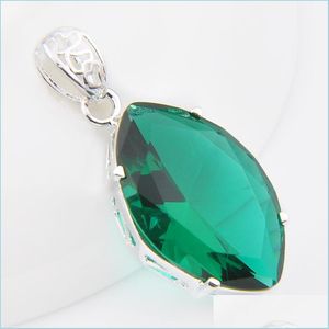 Collane con ciondolo Grande vendita 12 pezzi Incredibili gemme di cristallo di quarzo verde vintage 925 sterling Sier Usa Israele Pendenti di fidanzamento di nozze Dhqqy