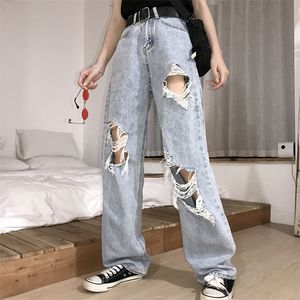 Frauen Jeans Hohe Taille Ripped hip hop Lose 5XL Frauen Hosen Vintage Weibliche Zerrissene Hosen Streetwear KZ69 220907