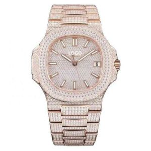 Relógios de luxo para masculino 40mm 324 Movimento mecânico Gypsophila Ice Cube Diamond Diamond