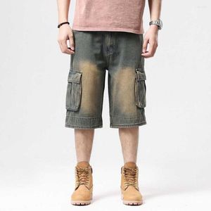 Pantaloncini da uomo Fashion Summer Cargo Pantaloncini da surf in denim casual da uomo Dritto Largo Largo Gamba larga Tasca grande Streetwear Abbigliamento hip-hop