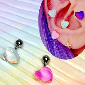 Stud￶rh￤ngen Magic Heart Ear Pierc Earring rostfritt st￥l Bar Tragus Lobe Earstud 16g Brosk smycken Conch 20g Korea