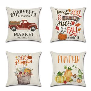 45x45cm Happy Thanksgiving Day Kissenbezirk Herbst Dekor Baumwollwäsche Gib Dank Sofa Wurfkissen Cover Home Car Kissen TH0283