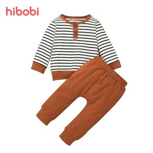 Conjuntos de roupas Hibobi Born Baby Boy Roupes Pripe Print Slave Slave Top e Pant 2pcs Roupa de outono Conjunto de roupas infantis 220909