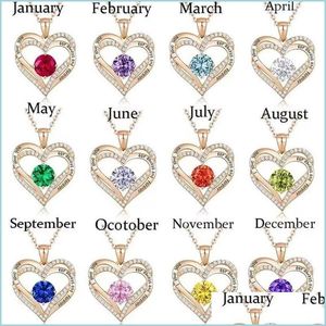Ожерелья с подвесками Женское ожерелье Sier Розовое золото Камень сердца Ожерелья с подвесками Drop Доставка 2021 Ювелирные подвески Yummyjewelry Dhvwk