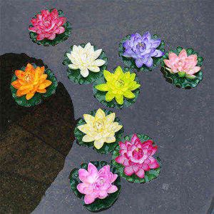 Vegetazione floreale finta 1 pz 17 cm Fiori di loto artificiali Bouquet finto per decorazione di nozze Acquario Ninfea galleggiante Loto J220906