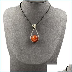 Pendant Necklaces Anxiety Necklace Wire Wrapped Pendant Red Agate Rough Stone Natural Crystal Rolling Ball Drop Delivery 2021 Jewelry Dht1K