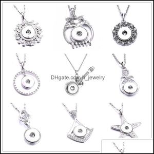 Anhänger Halsketten Mode Malerei Druckknopf Charms Schmuck Zirkon Anhänger Fit 18mm Snaps Buttons Halskette Für Frauen Männer Punk Noosa Dhjxc