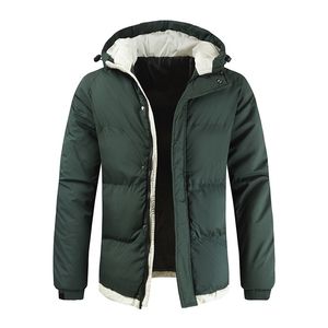 Masculino abaixo de parkas casacos de inverno espessos com zíper com capuz de cor de capuz de espessura