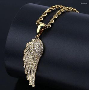 Colares pendentes Hip Hop Classic Moda Feather Micro-Inchaid Zircon Gold Bated Men#39; S Jóias de colar personalizadas